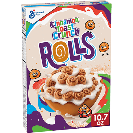 Cinnamon Toast Crunch Rolls Cereal, front of product.